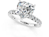 White gold Heart Cut Moissanite Pavé Solitaire Ring with Round Band and Prong Setting_37