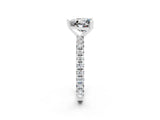 White gold Heart Cut Moissanite Pavé Solitaire Ring with Round Band and Prong Setting_38