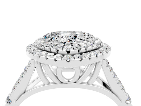 White gold Heart Cut Moissanite Pavé Split Shank Double Halo Engagement Ring_4
