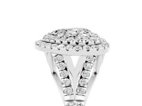 White gold Heart Cut Moissanite Pavé Split Shank Double Halo Engagement Ring_5