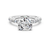 White gold Heart Cut Moissanite Pave Band Solitaire Ring with Four-Prong Setting_24