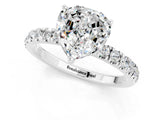 White gold Heart Cut Moissanite Pave Band Solitaire Ring with Four-Prong Setting_25