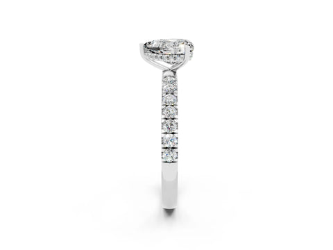 White gold Heart Cut Moissanite Pave Band Solitaire Ring with Four-Prong Setting_26