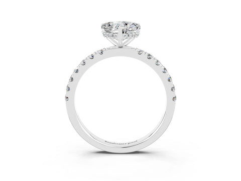White gold Heart Cut Moissanite Pave Band Solitaire Ring with Four-Prong Setting_27