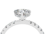 White gold Heart Cut Moissanite Pave Band Solitaire Ring with Four-Prong Setting_28