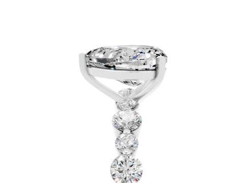 White gold Heart Cut Moissanite Prong Set Engagement Ring with Pavé Band_5