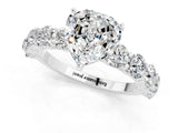 White gold Heart Cut Moissanite Prong Setting with Side Stones on a Pave Band_1