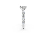 White gold Heart Cut Moissanite Prong Setting with Side Stones on a Pave Band_2