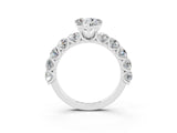 White gold Heart Cut Moissanite Prong Setting with Side Stones on a Pave Band_3
