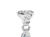 White gold Heart Cut Moissanite Prong Setting with Side Stones on a Pave Band_5