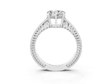 White gold Heart Cut Moissanite Ring with Milgrain Pavé Band and Four-Prong Setting_15