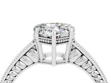 White gold Heart Cut Moissanite Ring with Milgrain Pavé Band and Four-Prong Setting_16