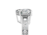 White gold Heart Cut Moissanite Ring with Milgrain Pavé Band and Four-Prong Setting_17