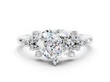 White gold Heart Cut Moissanite Ring with Side Stones and Four-Prong Setting_36