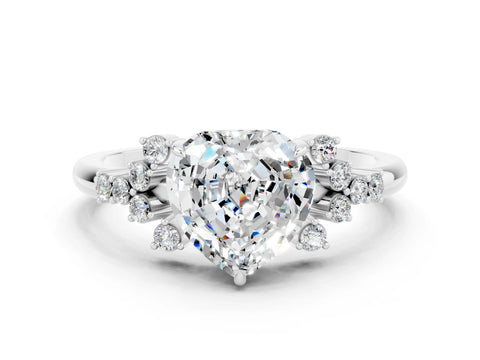 White gold Heart Cut Moissanite Ring with Side Stones and Four-Prong Setting_36