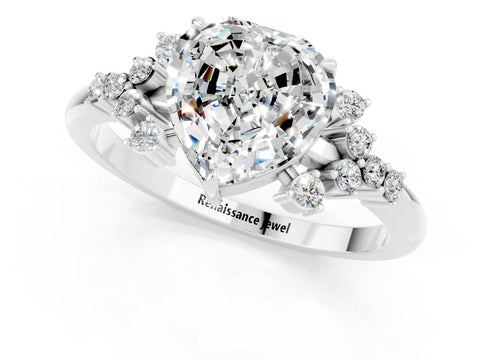 White gold Heart Cut Moissanite Ring with Side Stones and Four-Prong Setting_37