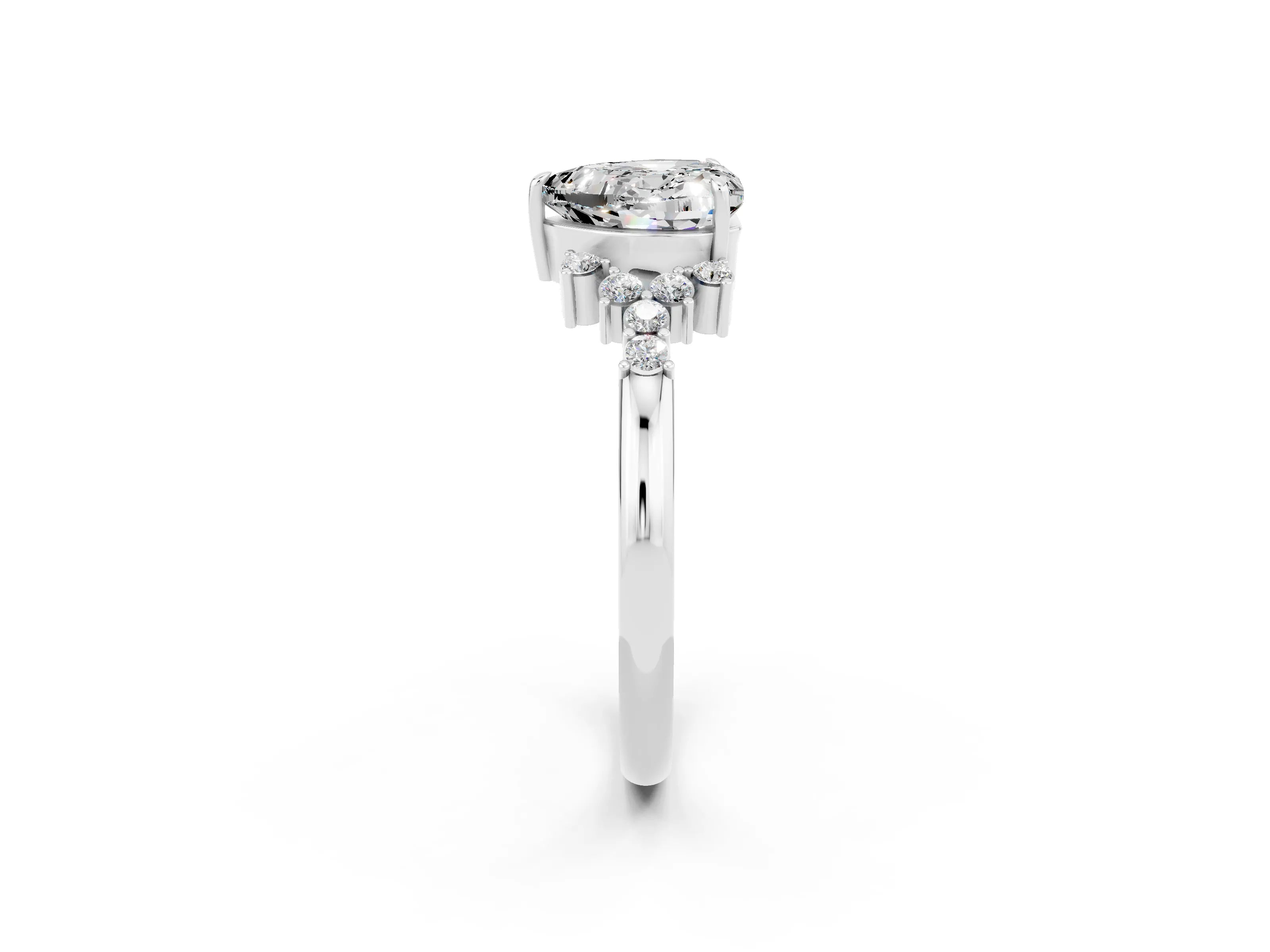 White gold Heart Cut Moissanite Ring with Side Stones and Four-Prong Setting_38