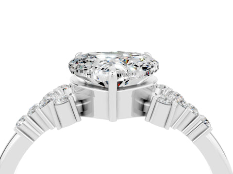 White gold Heart Cut Moissanite Ring with Side Stones and Four-Prong Setting_40