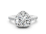 White gold Heart Cut Moissanite Scalloped Halo Engagement Ring with Round Shared Prong Band_24