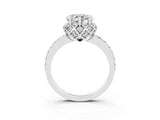 White gold Heart Cut Moissanite Scalloped Halo Engagement Ring with Round Shared Prong Band_27