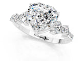White gold Heart Cut Moissanite Scattered Round Accent Ring with Prong Setting_25