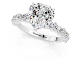 White gold Heart Cut Moissanite Side Stone Solitaire Ring with Round  and Four-Prong Setting_49