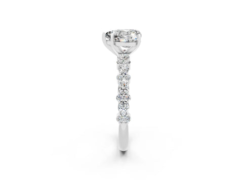 White gold Heart Cut Moissanite Side Stone Solitaire Ring with Round  and Four-Prong Setting_50