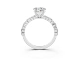 White gold Heart Cut Moissanite Side Stone Solitaire Ring with Round  and Four-Prong Setting_51