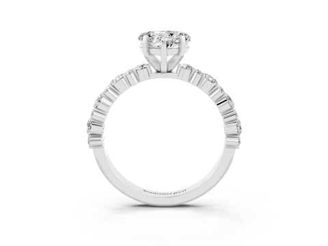 White gold Heart Cut Moissanite Side Stone Solitaire Ring with Round  and Four-Prong Setting_51