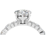 White gold Heart Cut Moissanite Side Stone Solitaire Ring with Round  and Four-Prong Setting_52