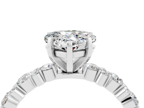 White gold Heart Cut Moissanite Side Stone Solitaire Ring with Round  and Four-Prong Setting_52