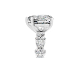 White gold Heart Cut Moissanite Side Stone Solitaire Ring with Round  and Four-Prong Setting_53