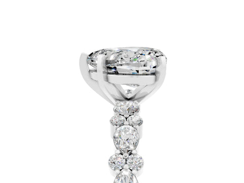 White gold Heart Cut Moissanite Side Stone Solitaire Ring with Round  and Four-Prong Setting_53