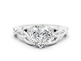 White gold Heart Cut Moissanite Solitaire Celtic Knot Ring with Four-Prong Setting_12