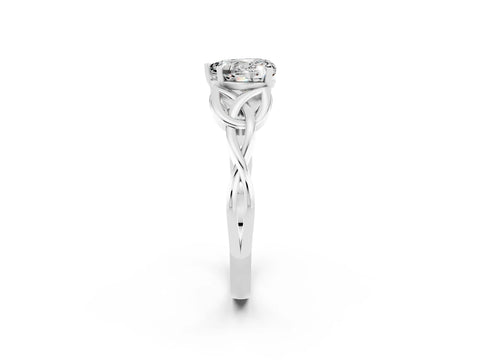 White gold Heart Cut Moissanite Solitaire Celtic Knot Ring with Four-Prong Setting_14