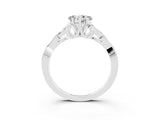 White gold Heart Cut Moissanite Solitaire Celtic Knot Ring with Four-Prong Setting_15