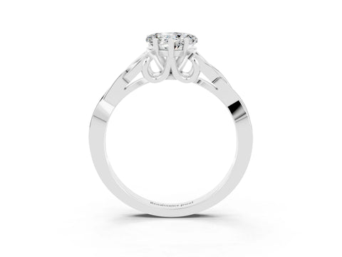 White gold Heart Cut Moissanite Solitaire Celtic Knot Ring with Four-Prong Setting_15