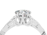 White gold Heart Cut Moissanite Solitaire Celtic Knot Ring with Four-Prong Setting_16