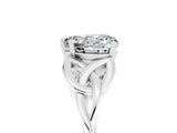 White gold Heart Cut Moissanite Solitaire Celtic Knot Ring with Four-Prong Setting_17