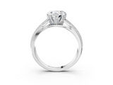 White gold Heart Cut Moissanite   Solitaire Diamond Ring with Milgrain Pavé Band and Four-Prong Setting_20
