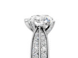 White gold Heart Cut Moissanite   Solitaire Diamond Ring with Milgrain Pavé Band and Four-Prong Setting_22