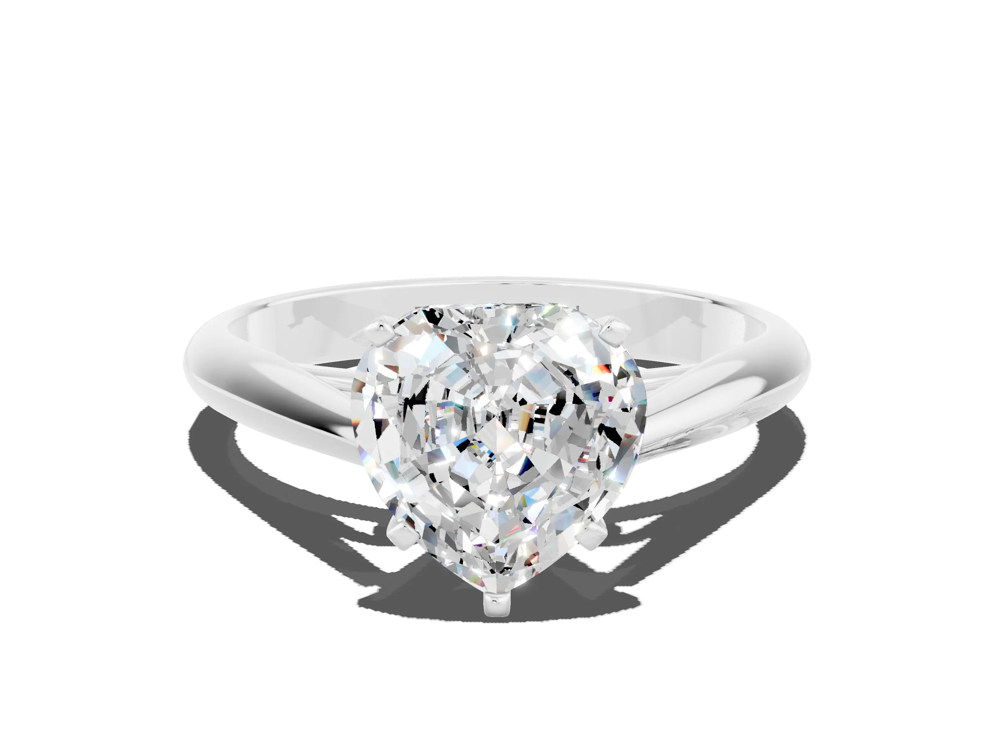 White gold Heart Cut Moissanite Solitaire Engagement Ring with Cathedral Setting and Four-Prong Mount_12