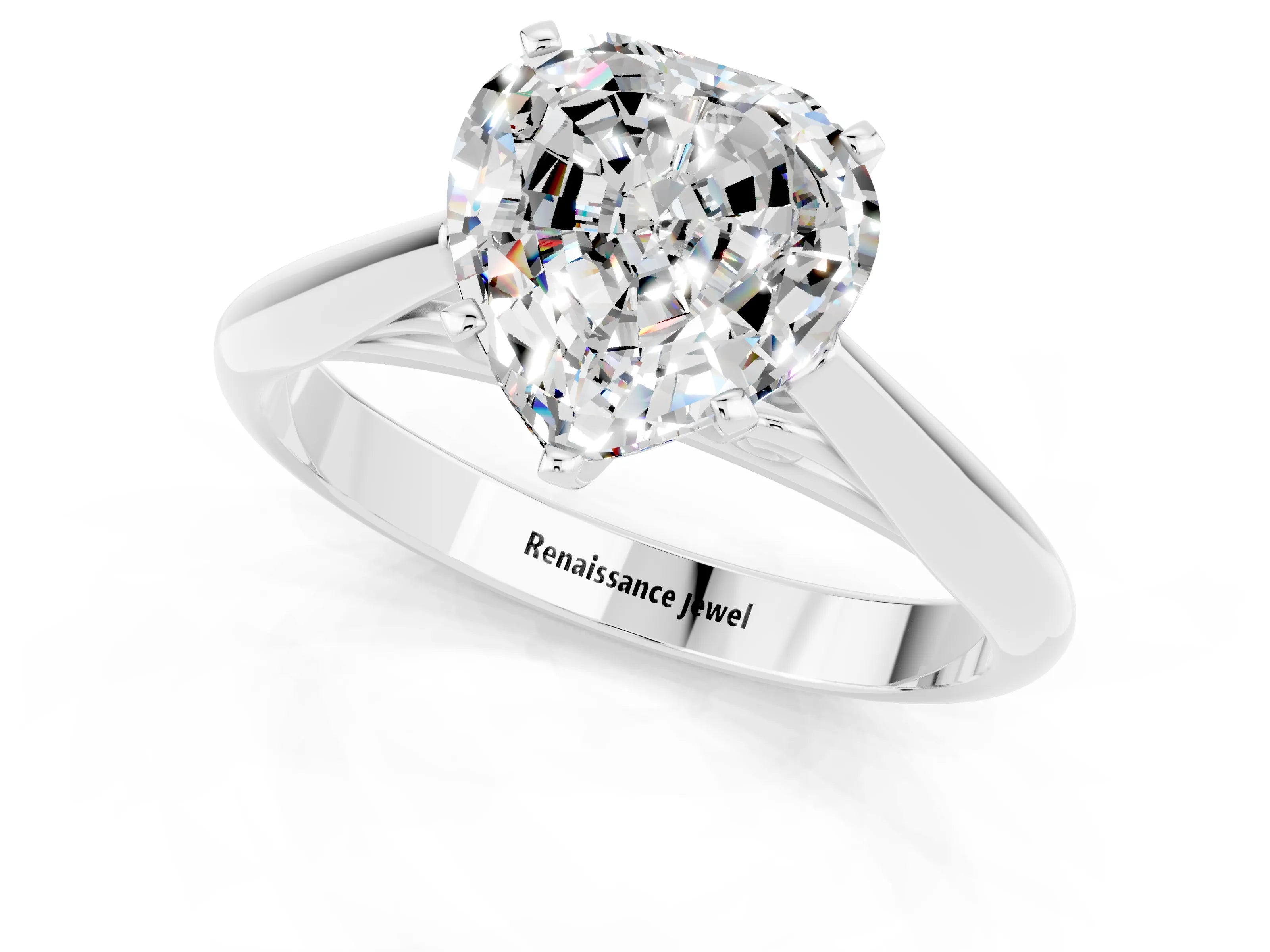 White gold Heart Cut Moissanite Solitaire Engagement Ring with Cathedral Setting and Four-Prong Mount_13