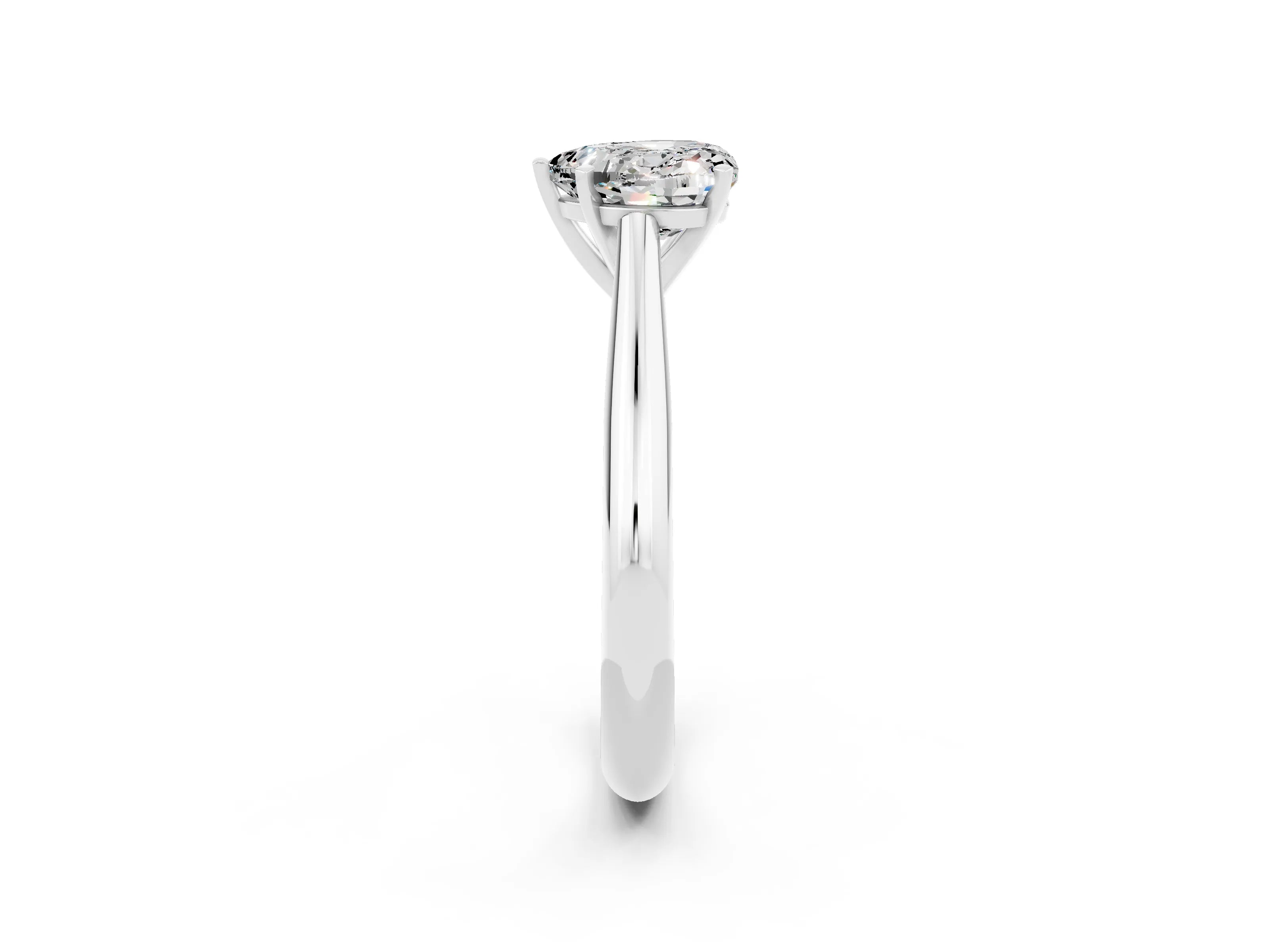 White gold Heart Cut Moissanite Solitaire Engagement Ring with Cathedral Setting and Four-Prong Mount_14