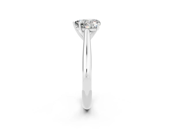 Silver Heart Cut Moissanite Solitaire Engagement Ring with Cathedral Setting and Four-Prong Mount