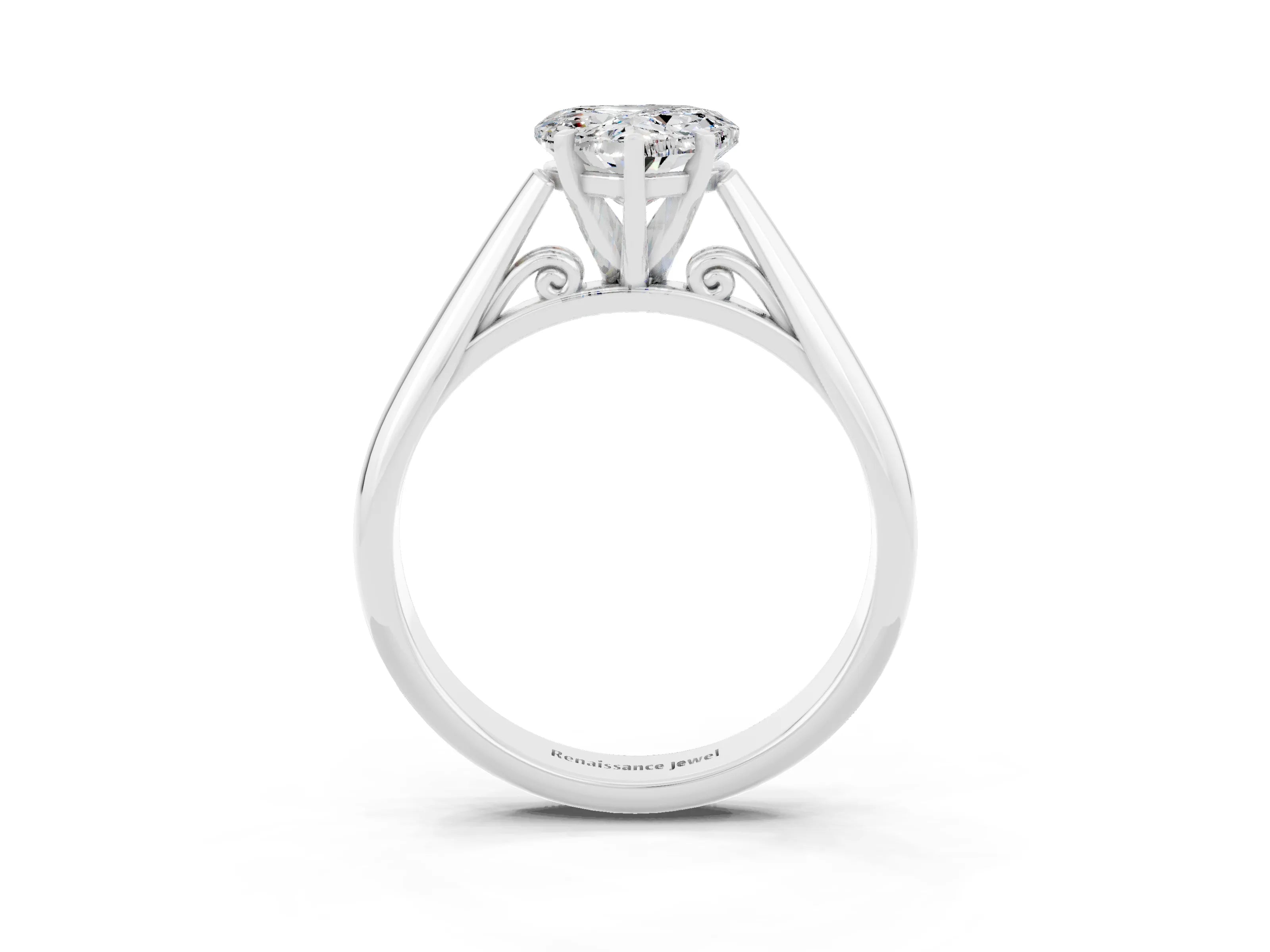 White gold Heart Cut Moissanite Solitaire Engagement Ring with Cathedral Setting and Four-Prong Mount_15
