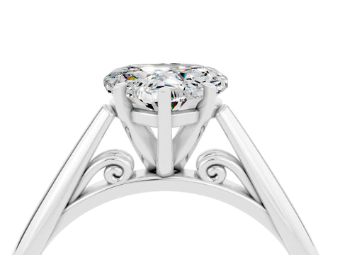 White gold Heart Cut Moissanite Solitaire Engagement Ring with Cathedral Setting and Four-Prong Mount_16