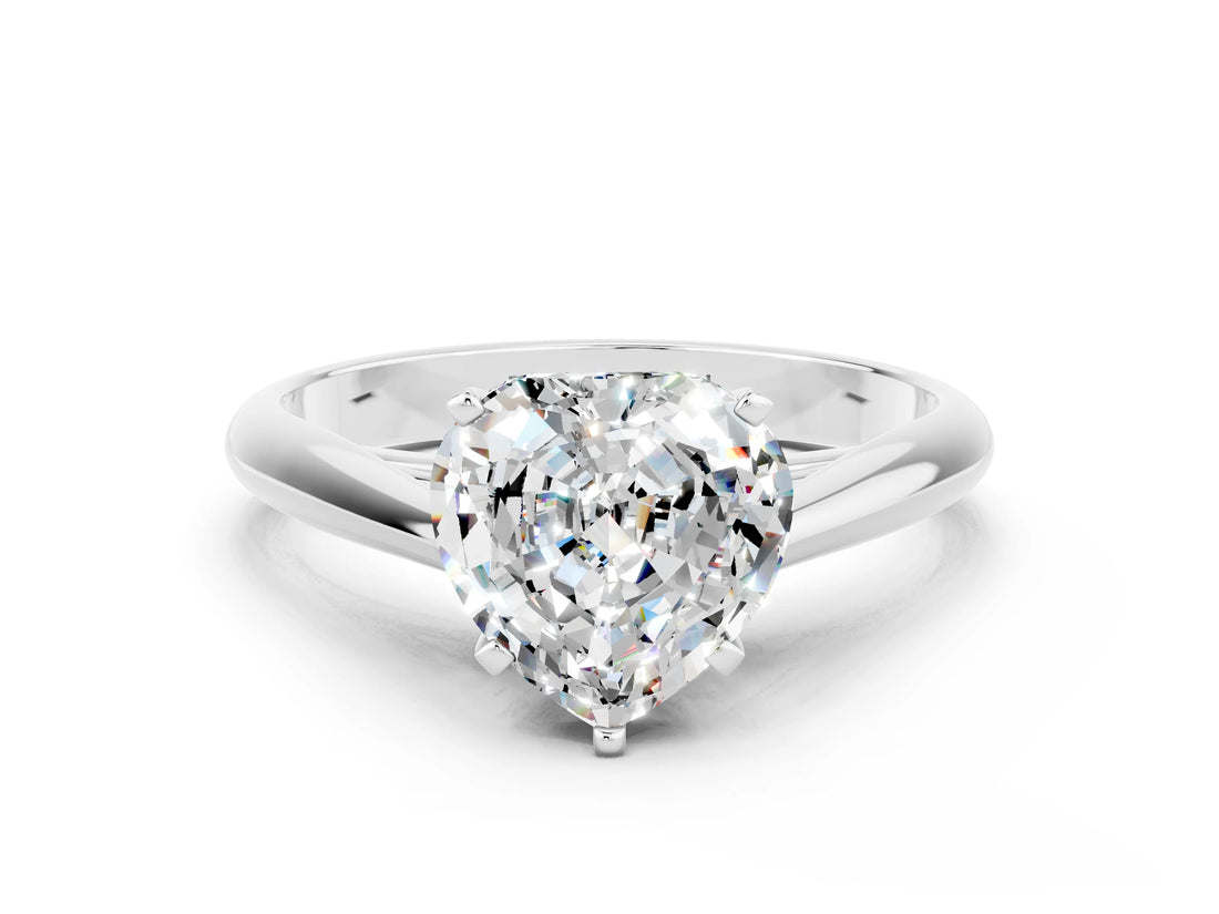 White gold Heart Cut Moissanite Solitaire Engagement Ring with Cathedral Setting and Four-Prong Mount_36
