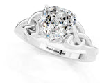 White gold Heart Cut Moissanite Solitaire Engagement Ring with Celtic Knot Band and Four-Prong Setting_1