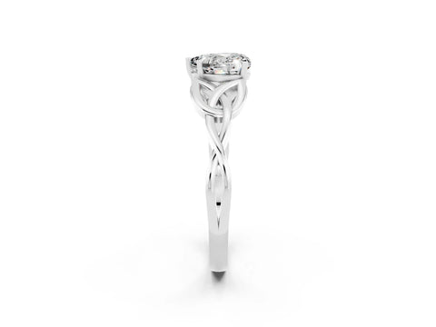 White gold Heart Cut Moissanite Solitaire Engagement Ring with Celtic Knot Band and Four-Prong Setting_2